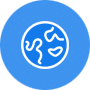 logo fond bleu globe stylise